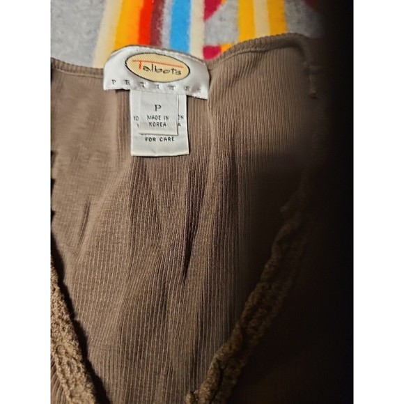 Talbots Top Womens Petite Green Scalloped Neckline Pima Cotton Casual - Picture 8 of 11